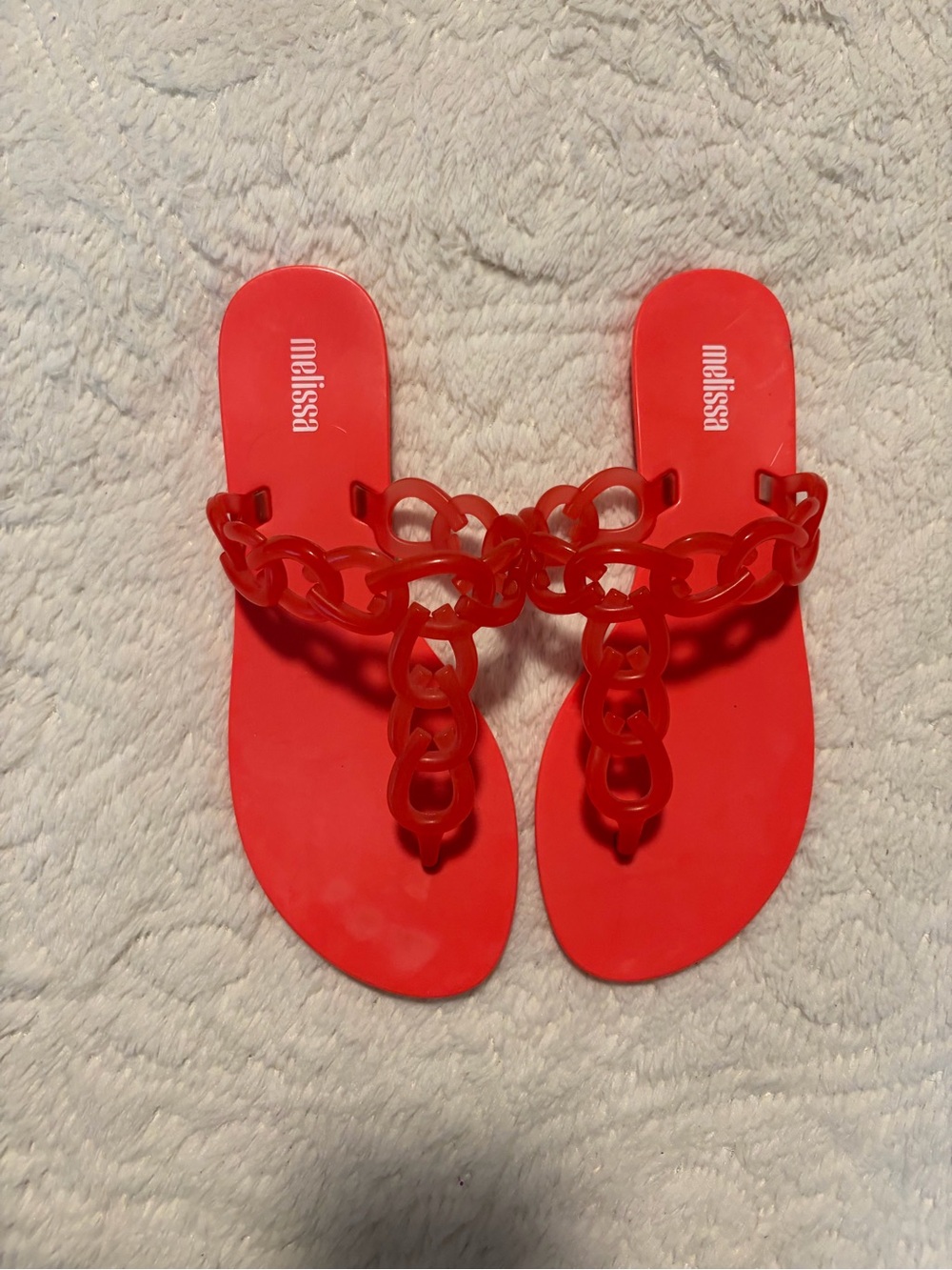 Melissa Big Chain jelly Thong flat Sandal 
Coral Beach Vacation Cruise Wedding